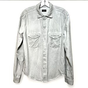 Earnest Sewn. Irving Snap Button Carbon Grey Washed Denim Shirt